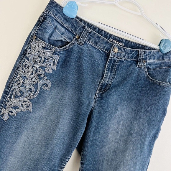 Lane Bryant Denim - LANE BRYANT Womens Sz 20 Blue Medium Wash Floral Embroidered Denim Jeans
